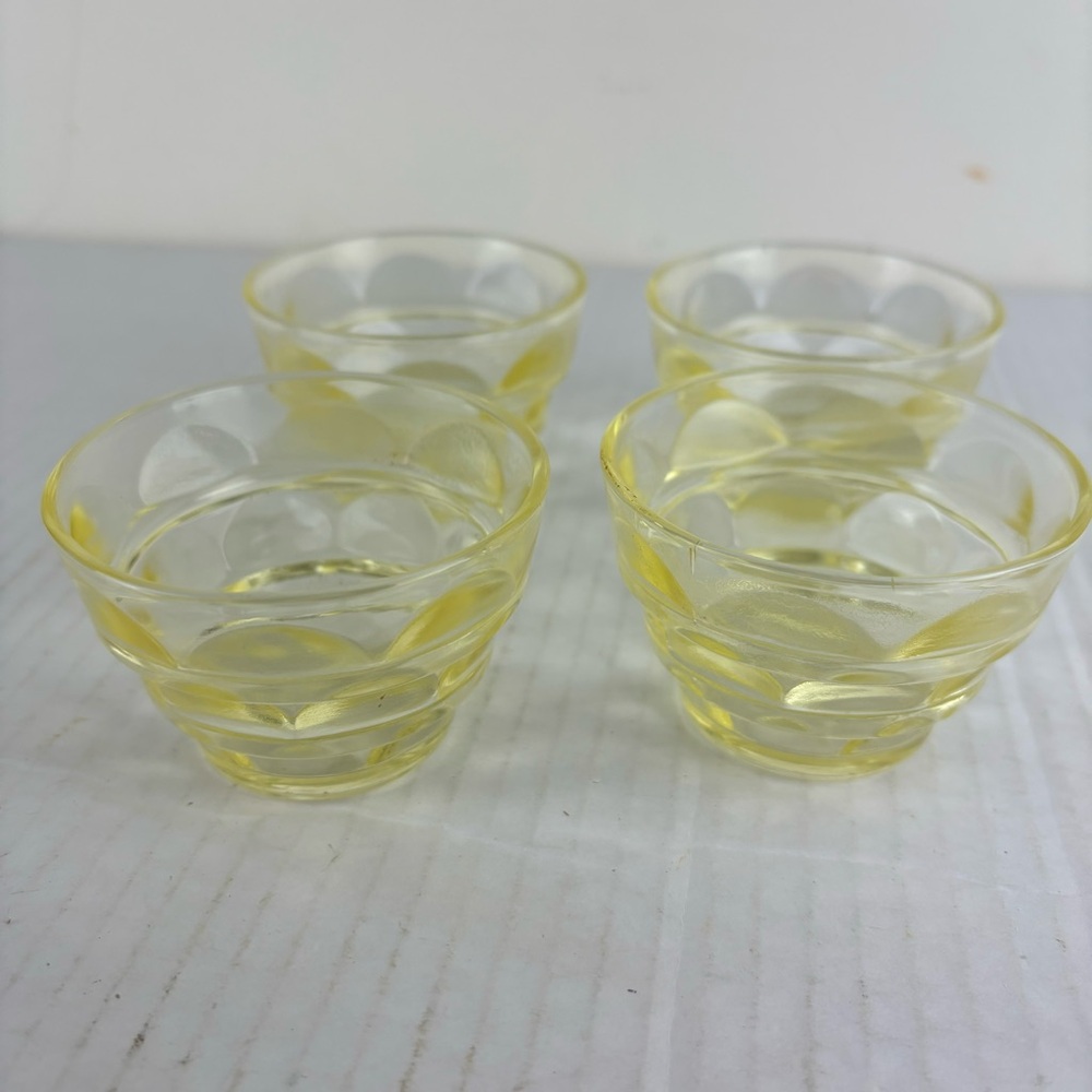 Set of Four Vintage Small Yellow Glass Bowls